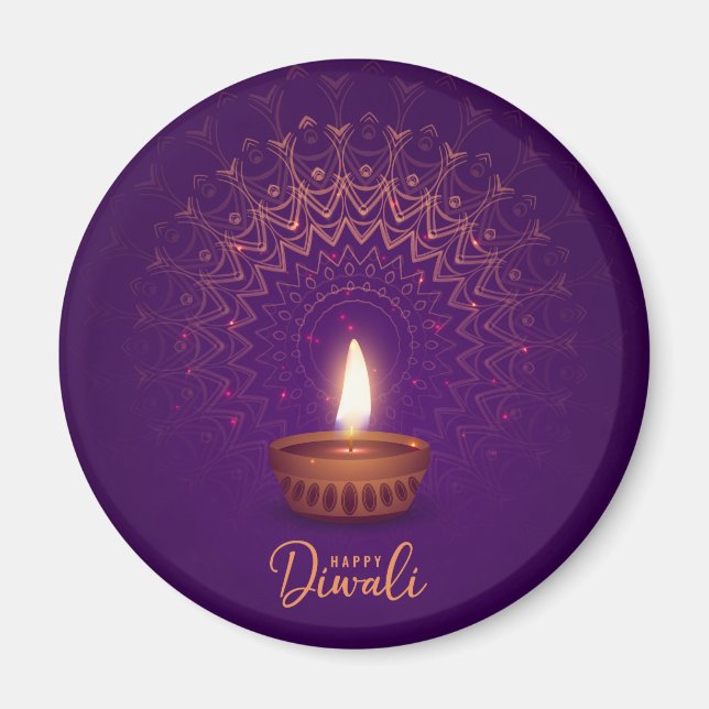 Happy Diwali - Candle lit Magnet (Front)