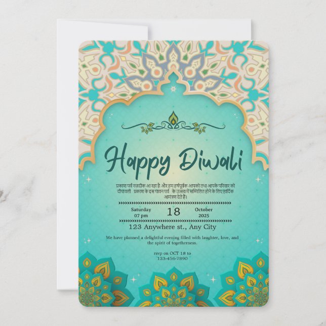 Happy Diwali Celebration Invitation (Front)