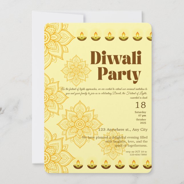 Happy Diwali Celebration Invitation (Front)