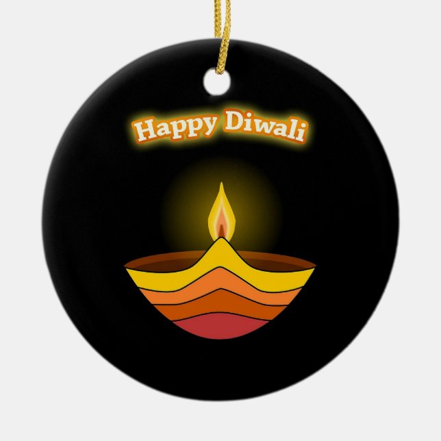 Happy Diwali Ceramic Ornament (Front)