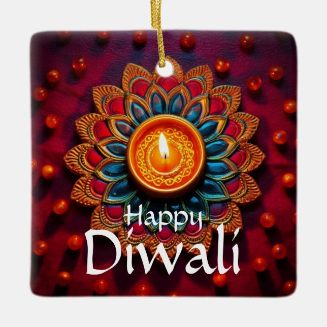 Happy Diwali Ceramic Ornament (Front)
