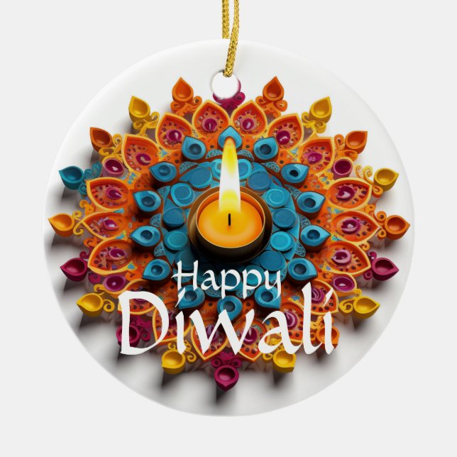 Happy Diwali Ceramic Ornament (Front)