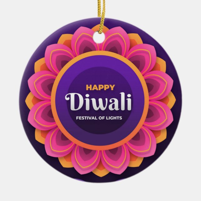 Happy Diwali Ceramic Ornament (Front)