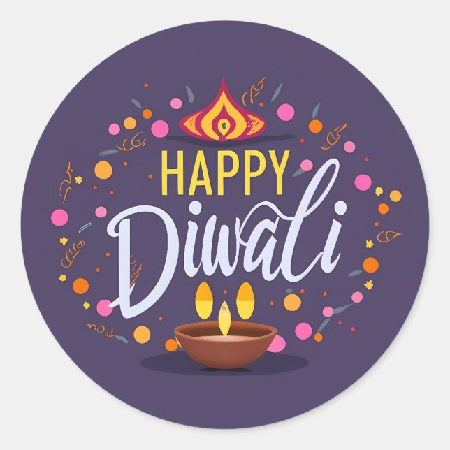happy diwali classic round sticker (Front)