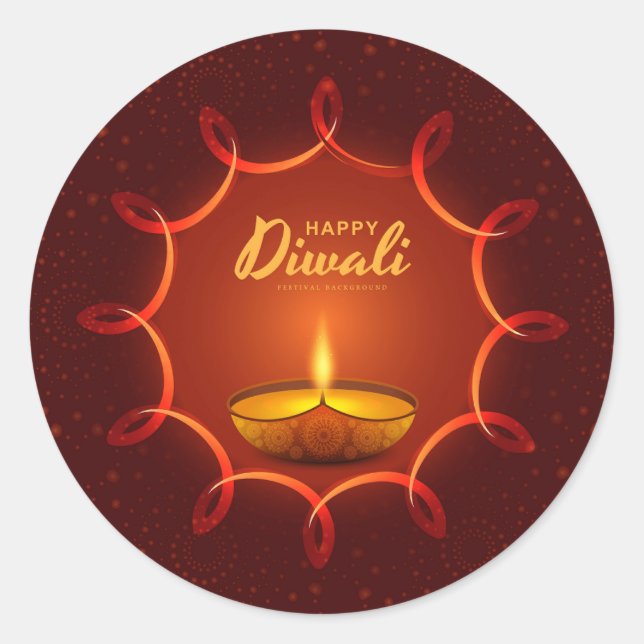 Happy Diwali Classic Round Sticker (Front)