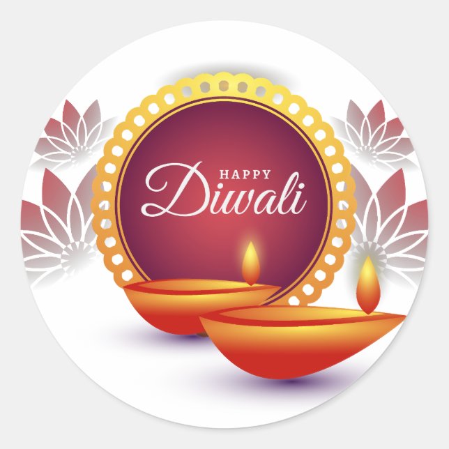 Happy Diwali Classic Round Sticker (Front)