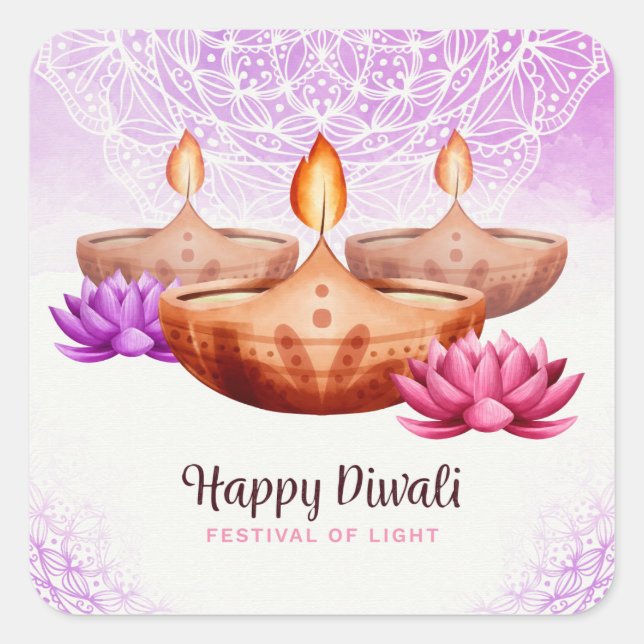 Happy Diwali Classic  Square Sticker (Front)