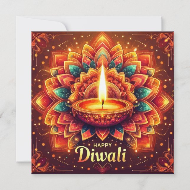 Happy Diwali Colourful Mandala Festival of Light Holiday Card (Front)