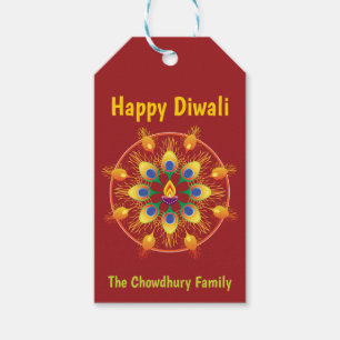 Happy Diwali, custom texts, maroon / maroon Gift T Gift Tags