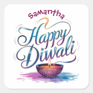Happy Diwali customisable white  Square Sticker