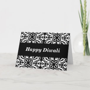 Happy diwali damask (b & w) card