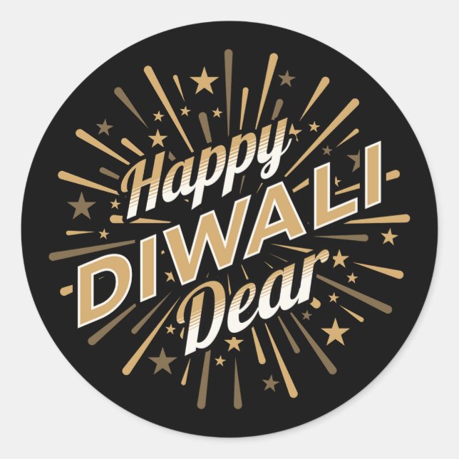 Happy Diwali Dear – Festive Fireworks Celebration  Classic Round Sticker (Front)