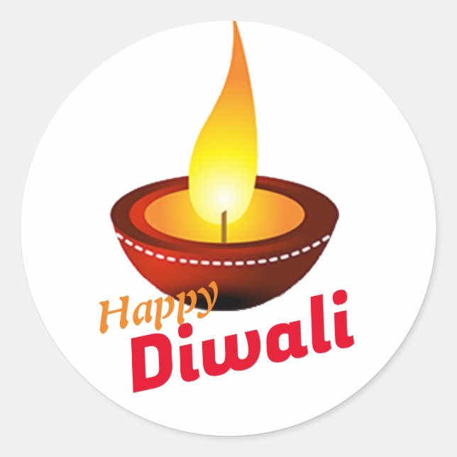 Happy Diwali deepak Classic Round Sticker (Front)