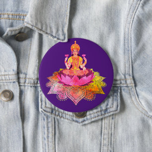 Happy Diwali - Deepalavi Lakshmi Goddess 4 10 Cm Round Badge