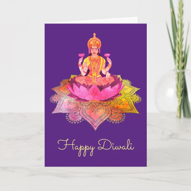 Happy Diwali - Deepalavi Lakshmi Goddess 4 Card (Front)