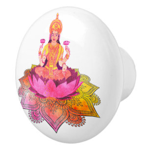 Happy Diwali - Deepalavi Lakshmi Goddess 4 Ceramic Knob