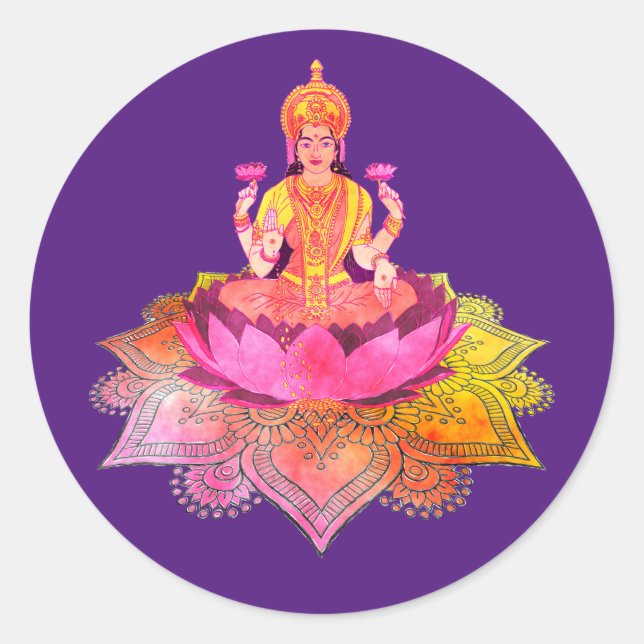 Happy Diwali - Deepalavi Lakshmi Goddess 4 Classic Round Sticker (Front)