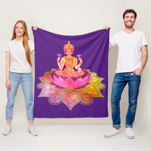Happy Diwali - Deepalavi Lakshmi Goddess 4 Fleece Blanket (In Situ)