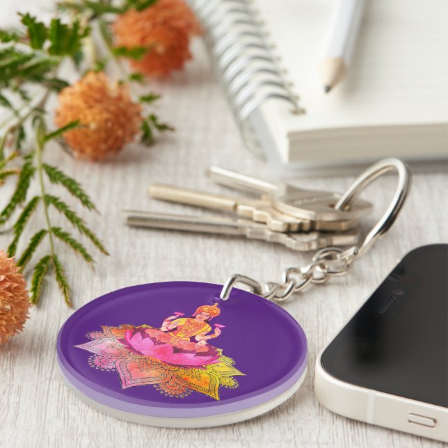 Happy Diwali - Deepalavi Lakshmi Goddess 4 Key Ring (Front Right)