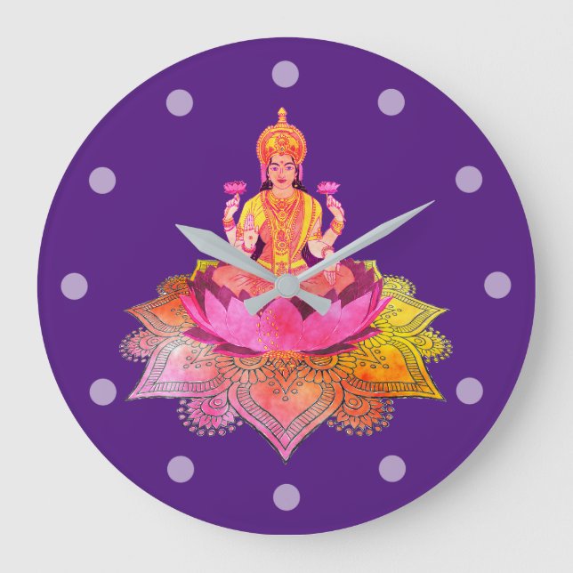 Happy Diwali - Deepalavi Lakshmi Goddess 4 Large Clock (Front)