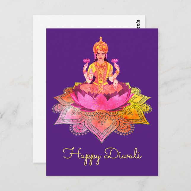 Happy Diwali - Deepalavi Lakshmi Goddess 4 Postcard (Front/Back)
