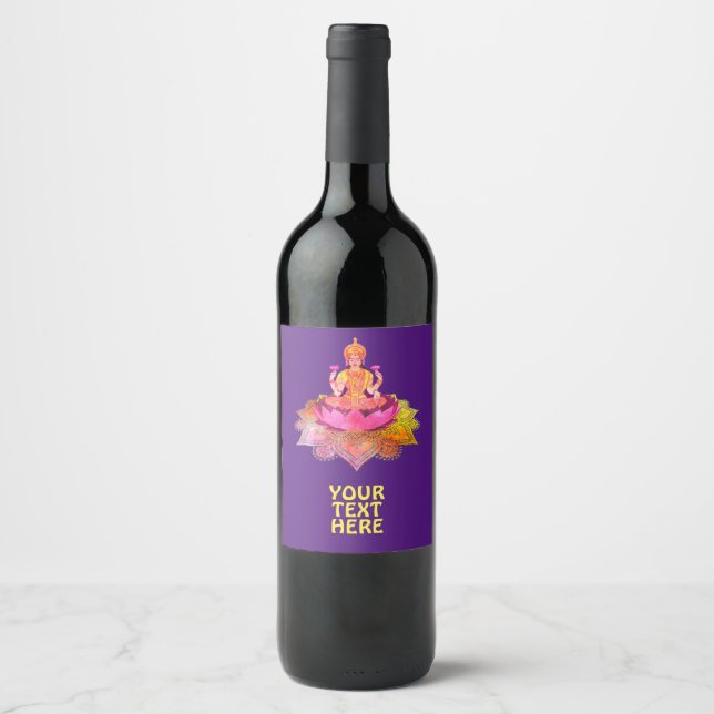 Happy Diwali - Deepalavi Lakshmi Goddess 4 Wine Label (Front)