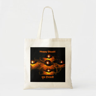 Happy Diwali Diya Lights and Hindi Greeting Tote Bag