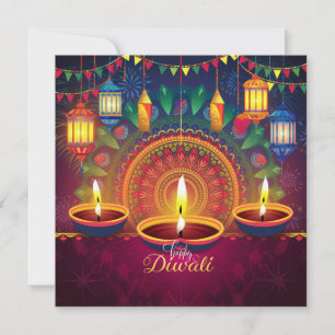 Happy Diwali Diya Mandala Festival of Light Holiday Card