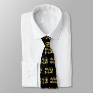 Happy Diwali Elegant Black Gold Star Typography Tie