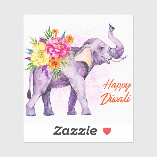 Happy Diwali (Elephant with Colorful Flowers) (Sheet)