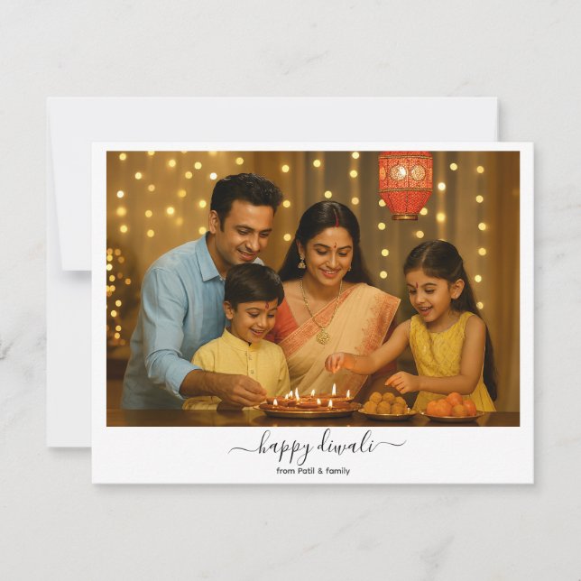 Happy Diwali Family Celebration Holiday Card (Front)