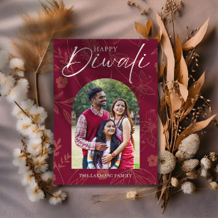 Happy Diwali Family Photo Flat Holiday Card