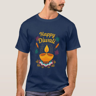 Happy Diwali Festival Design | Diya & Fireworks  T-Shirt
