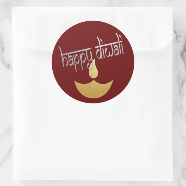 Happy Diwali Festival Of Light Classic Round Sticker (Bag)