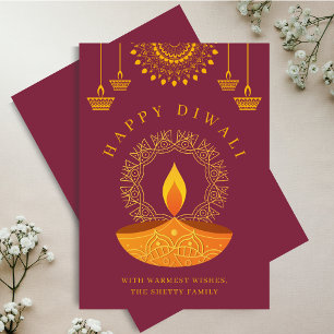 Happy Diwali Festival of Lights Diya Holiday Card