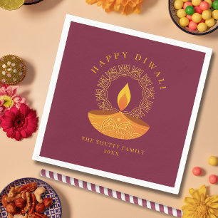 Happy Diwali Festival of Lights Diya Napkin