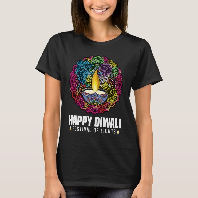 Happy Diwali Festival Of Lights Hindu Celebration T-Shirt (Front)