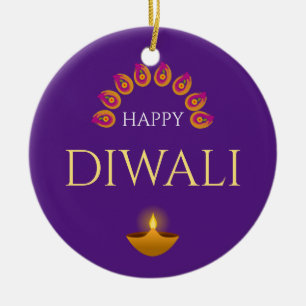 Happy Diwali Festival of Lights Hindu Ceramic Ornament
