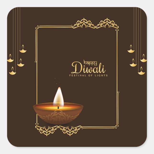 Happy Diwali - Festival of Lights Square Sticker (Front)