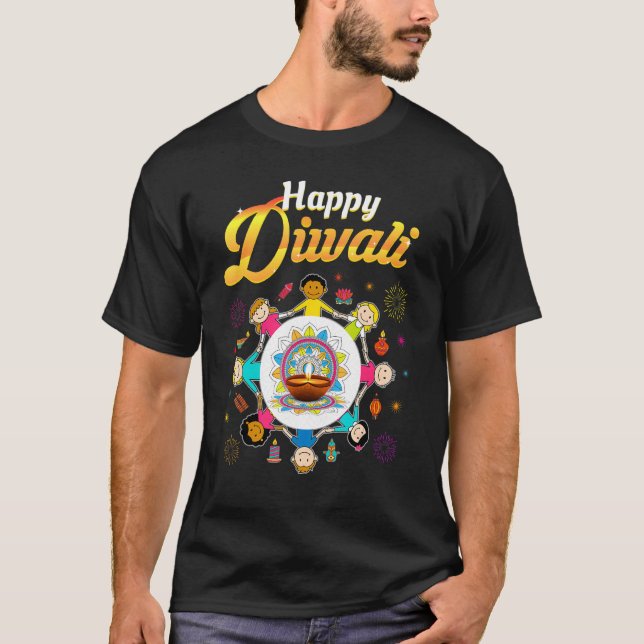 Happy Diwali For Kids Deepavali Wishes  Festival O T-Shirt (Front)