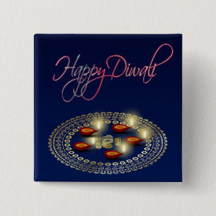Happy Diwali Ganesha Rangoli - Button