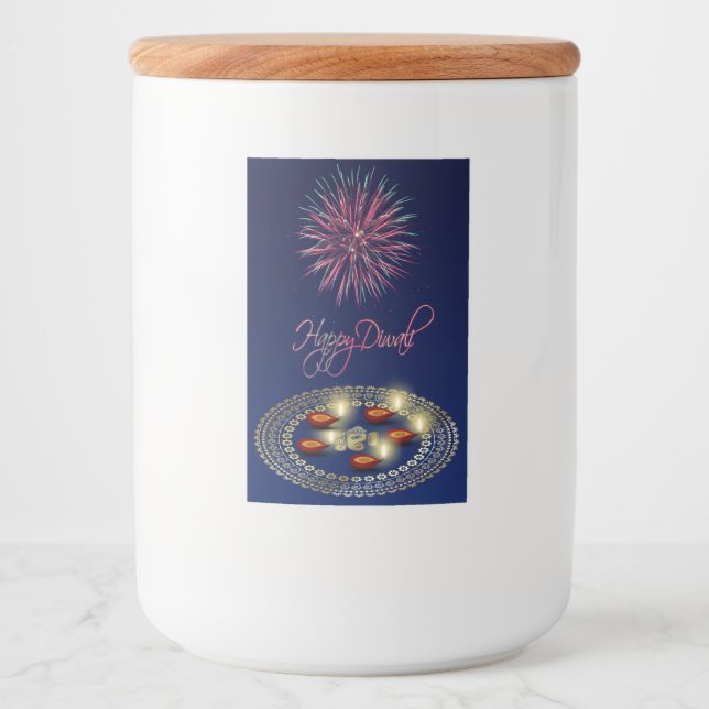 Happy Diwali Ganesha Rangoli Food Container Label (Front)