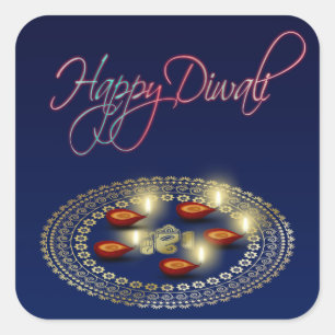 Happy Diwali Ganesha Rangoli - Sticker
