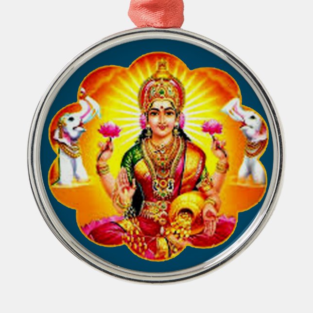 Happy diwali Gift Ideas Hindu Goddess lakshmi Metal Ornament (Front)