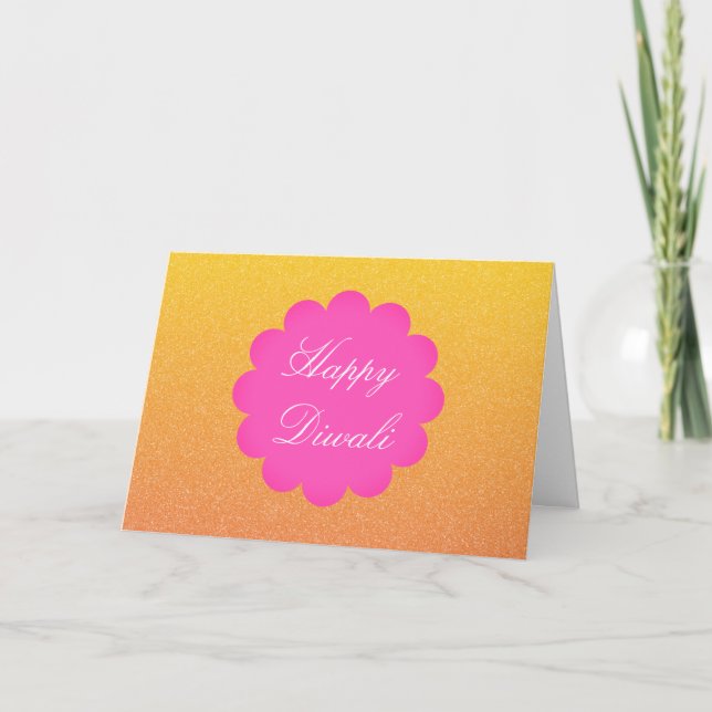 Happy Diwali Gold Pink Elegant Greeting Card (Front)