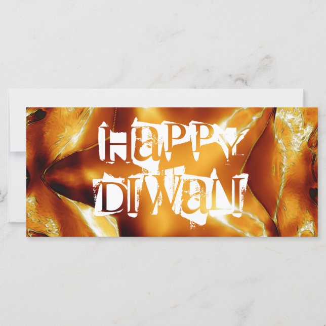 Happy Diwali Greeting Gold Copper Shiny Star (Front)