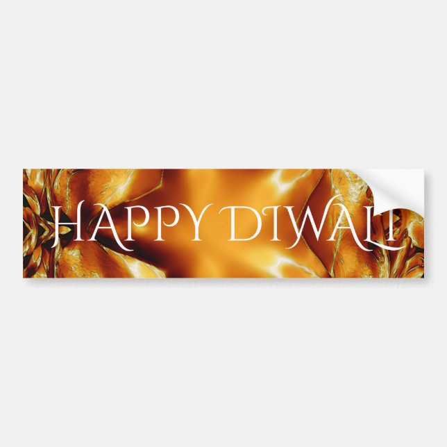 Happy Diwali Greeting Gold Copper Shiny Star Bumper Sticker (Front)