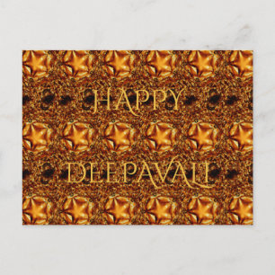 Happy Diwali Greeting Gold Copper Shiny Star Postcard