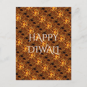 Happy Diwali Greeting Gold Copper Shiny Star Postcard