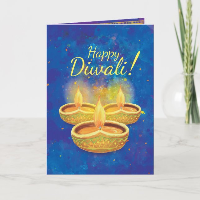 Happy Diwali illuminating candles greeting Card (Front)